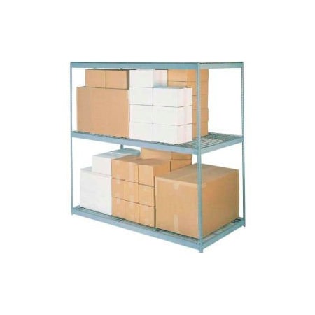 Global Equipment Wide Span Rack 96Wx24Dx96'H, 3 Shelves Wire Deck 800 Lb Cap. Per Level, Gray 716772